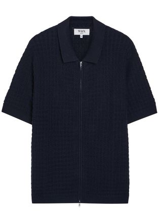 Wax London Goldie Textured-knit Cotton Polo Shirt - Navy - Xxl