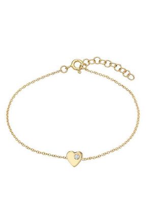 Zoe Lev Jewelry Tiny Heart Chain Bracelet in Yellow Gold at Nordstrom