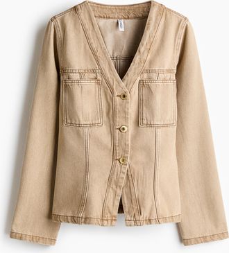 H&M Figurbetonte Jeansjacke - White