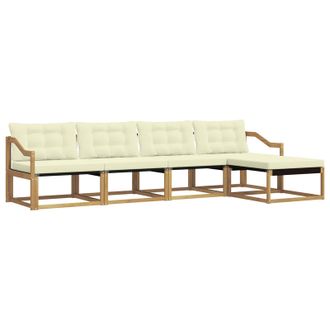 vidaXL Conjunto De Sof&aacute;s De Exterior Con Coj&iacute;n 5 Pcs Blanco Y Crema Vidaxl