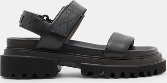 AllSaints Cow Leather Rory Chunky Leather Velcro Sandals, Size: UK 7/US 10/EU 40