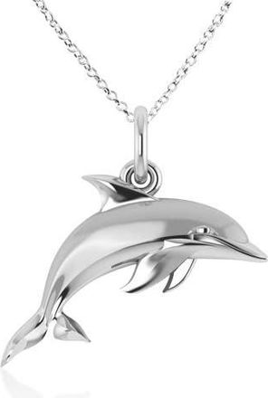 Allurez Dolphin Pendant Necklace 14k in White Gold at Nordstrom, Size 18