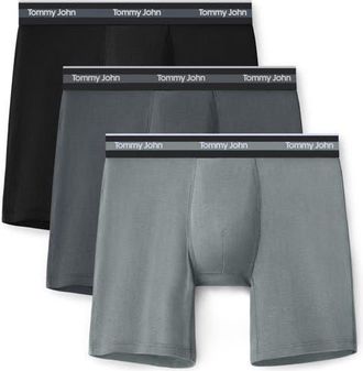 Tommy John 3-Pack Comfort Micro 6-Inch Boxer Briefs in Black/turbulence/monument at Nordstrom, Size X-Large