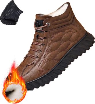 Generic Winter Shoes Mens Warm Leather Orthopedic Boots Winter Casual Boots High Top Mens Boots Black Lace Up Work Boot Walking Shoes