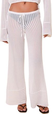 Solid & Striped The Athena Sheer Stripe Wide Leg Cover-Up Pants in Optic White at Nordstrom, Size X-Small