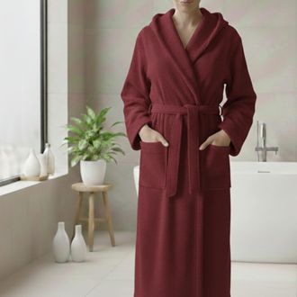 Dmora Albornoz Satoka, 100% Algod&oacute;n Con Capucha, Tono Estructurado Burdeos, Talla M, Rojo Burdeos