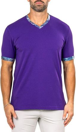 Maceoo Edison Marthyr0006 Purple Cotton V-Neck T-Shirt at Nordstrom, Size 5