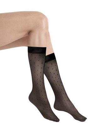 Wolford Dot Net Knee High Socks in Black at Nordstrom