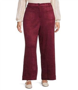 Skies Are Blue Clothing Faux Suede Wide Leg Pants In Burgundy