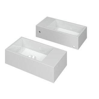 Bernacchini Versus Fontein - 36x18x9cm - wasbak links - 0 kraangaten - polystone wit glans