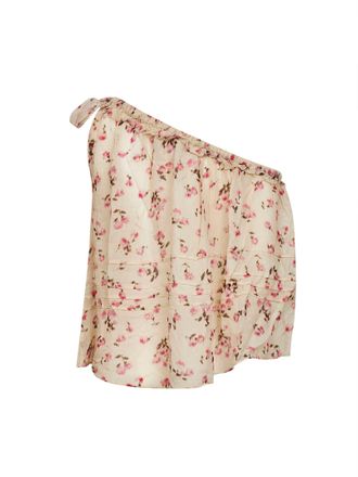Isabel Marant Womens Beige Printed Muslin One-Shoulder Top Viscose Tops