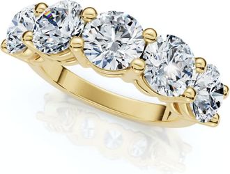 Pompeii3 1 - 6.50Ct Diamond Wedding Ring Five Stone Anniversary Band 14k Gold Lab Grown