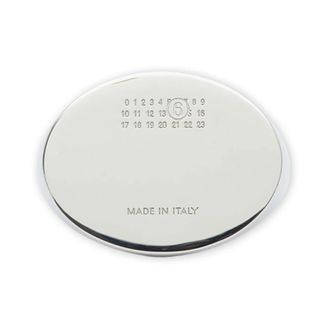 Maison Margiela Rings, female, Gray, Size: M Oval Plaque Logo Engraving Brass Jewelry