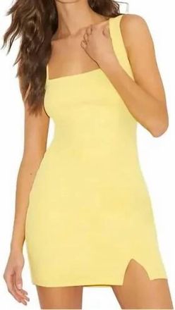 Lulus Social Sensation Square Neck Mini Bodycon Dress In Yellow