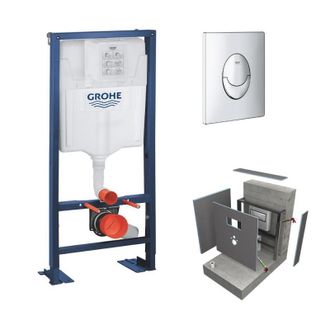 GROHE Conjunto De Marco De Soporte Grohe Solido Con Revestimiento Wedi I-board, Cromado, Con Revestimiento De Hormig&oacute;n Gris