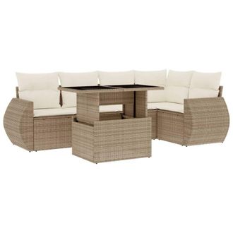 vidaXL Vidaxl - Set Divano da Giardino 6 pz con Cuscini Beige in Polyrattan