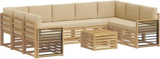 vidaXL Conjunto De Sof&aacute;s De Exterior 10 Uds. Y Beige Poli&eacute;ster Vidaxl