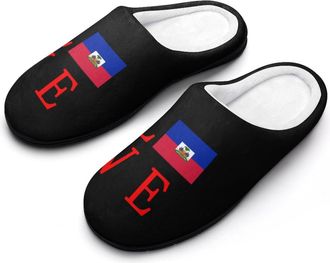 Generic Haitian Lover Funny Mens Cotton Slippers Shoes Novelty Soft Non-Slip Sole Home Shoe