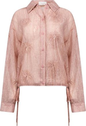 Nukus Nukus, Overhemden, Dames, Roze, 2Xl, Nylon, Ally Blouse Borduurwerk