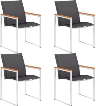vidaXL Vidaxl - Garden Chairs 4 pcs Textilene and Stainless Steel Grey