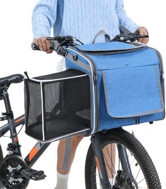 OEM Cesta Para Perros De Bicicleta Premium, Bolsa De Transporte 4 En 1, Mochila, Compras, Bolso De Hombro, Cesta Delantera Para Perros, Azul