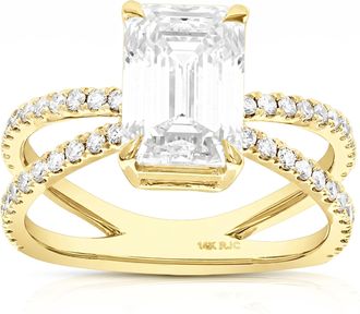 Vir Jewels 4 cttw Emerald Lab Grown Diamond Engagement Ring in 14K Yellow Gold For Women