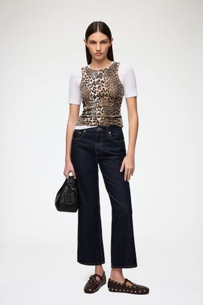 Ganni Navy Betzy Cropped Jeans in Dark Rinse Denim - Size 24W/33L Organic Cotton