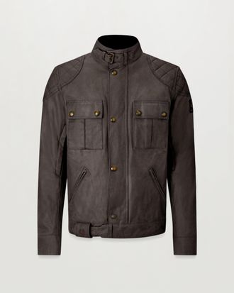 Belstaff Chaqueta Motera Brooklands Para Hombre Algod&oacute;n Encerado Caoba 3xl