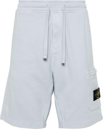 Stone Island Compass-appliqué cotton track shorts - men - Cotton/Cotton - L - Blue