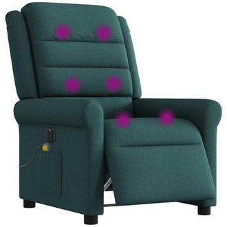 vidaXL Sill&oacute;n Reclinable De Masaje El&eacute;ctrico Tela Verde Oscuro Vidaxl
