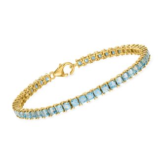 Ross-Simons Sky Blue Topaz Tennis Bracelet in 18kt Gold Over Sterling