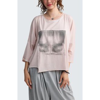 Luukaa D'Celli Rowena Two-Tone Patch Pocket Top in Rose Quartz-Ash at Nordstrom, Size X-Large