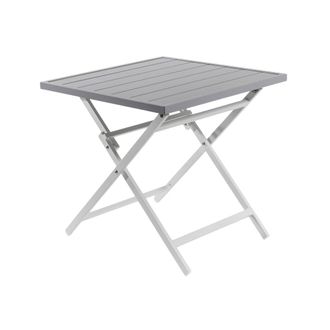 ED&Egrave;N JARD&Iacute; Mesa de exterior plegable cuadrada de aluminio blanco 70x70x71 cm