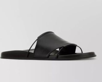 The Row vivienne leather slippers open toe flat sole