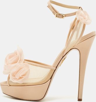 Charlotte Olympia Bege Mesh And Fabric Pomeline Platform Sandals