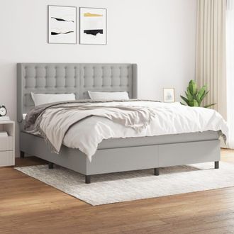 vidaXL Vidaxl - Cama Box Spring Con Colch&oacute;n Tela Gris Claro 160x200 Cm