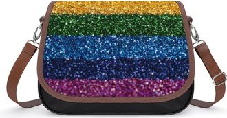 Generic LGBT Rainbow Flag Glitter Fashion Womens Crossbody Bags Novelty Handbag Shoulder Bag Purse