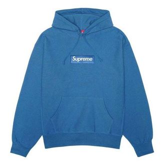 SUPREME FW23 Box Logo Hooded Sweatshirt Blue 166929
