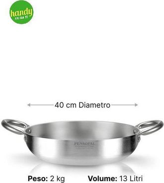 Pensofal Tegame Alto 2 Man Inox Academy Chef 40cm