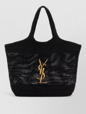 Saint Laurent raffia shoulder icare shopping bag