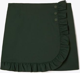 Tory Burch Womens Tech Twill Ruffle Skort in Green, size XL
