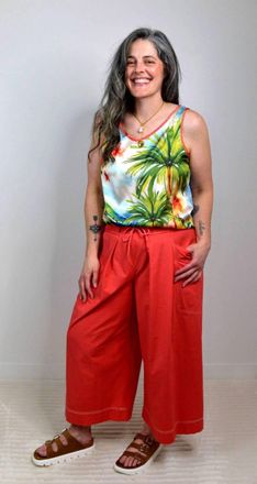 Democracy Cropped Wide Leg Glider Pants In Orange