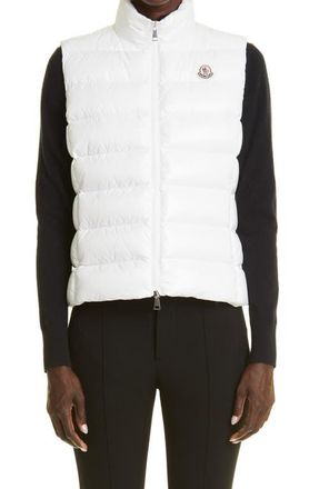 Moncler Ghany Nylon Laqu&eacute; Down Puffer Vest in White at Nordstrom, Size 3
