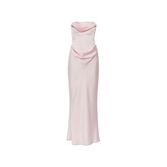 Rotate ROTATE Birger Christensen, Party Dresses, female, Pink, Size: XS Satin Off-Shoulder Dress