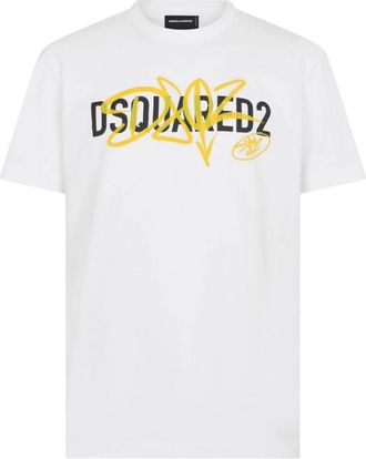 Dsquared2 Graffiti Cool Fit T-Shirt - Heren - T-shirts - Wit - S - Katoen - Tops