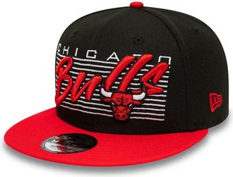 New Era 9Fifty Chicago Bulls Team Wordmark Snapback Baseball Cap Hat (as8, Alpha, s, m, Black/Red, S/M)
