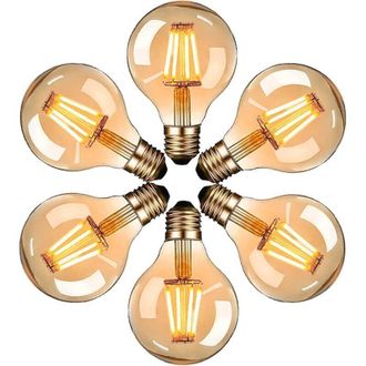 OEM Bombillas Led Edison, Estilo Vintage G80 E27 4w, Luz Blanca C&aacute;lida 2700k, Bombilla Retro, No Regulable, Paquete De 6 Unidades - Crezuo