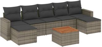 vidaXL Vidaxl - Set De Sof&aacute;s De Jard&iacute;n 8 Pzas Y Cojines Rat&aacute;n Sint&eacute;tico Gris