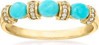 Canaria Canaria Turquoise Ring With Diamond Accents in 10kt Yellow Gold