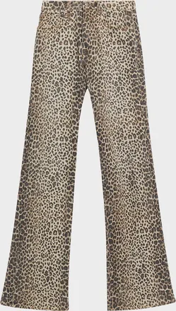 R13 Jane Wide-Leg Leopard Jeans